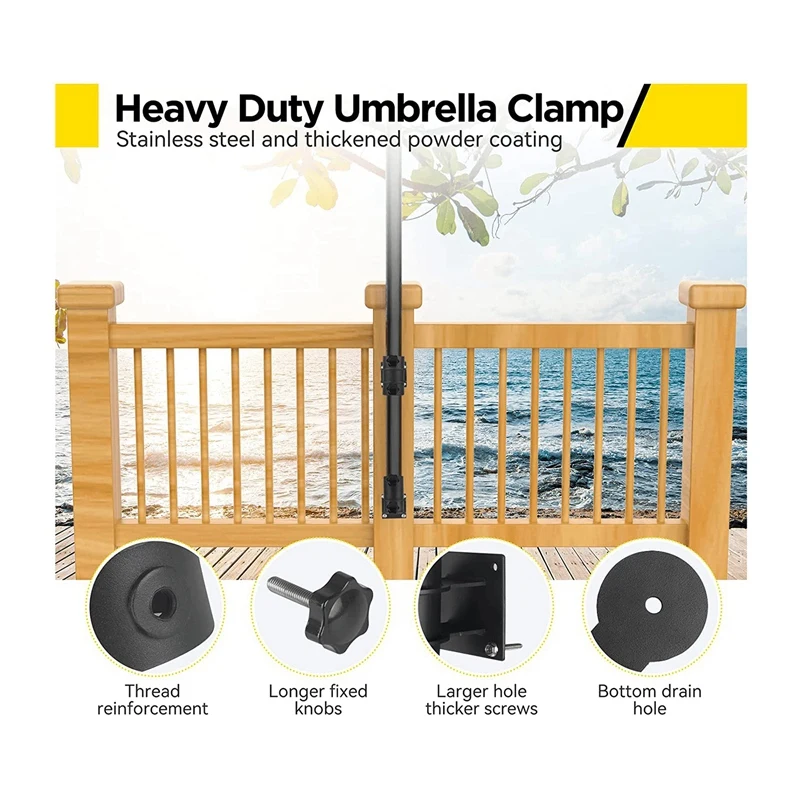 Patio Umbrella Holder Umbrella Stands Heavy Duty Umbrella Base And Clamp For Railing Or Deck In Patio And Courtyard