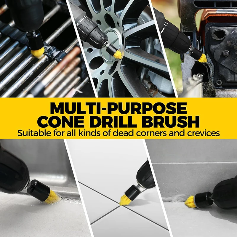 Zestaw szczotek do wiertarki, 6 szt. szczotek do czyszczenia z mocowaniem 1/4 cala z 1 szt. przedłużką, szczotka do czyszczenia zasilana elektrycznie