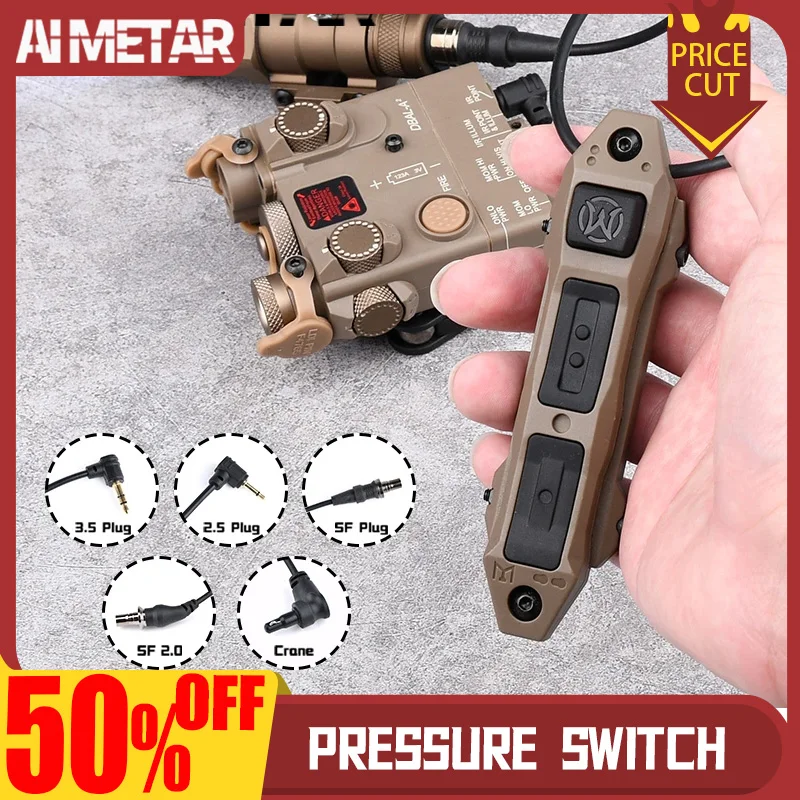 WADSN-Tactical Airsoft Pressure Switch, Dual Function Switch Button, DBAL A2, PEQ-15, NGAL Laser, M600, M300, Flashlight