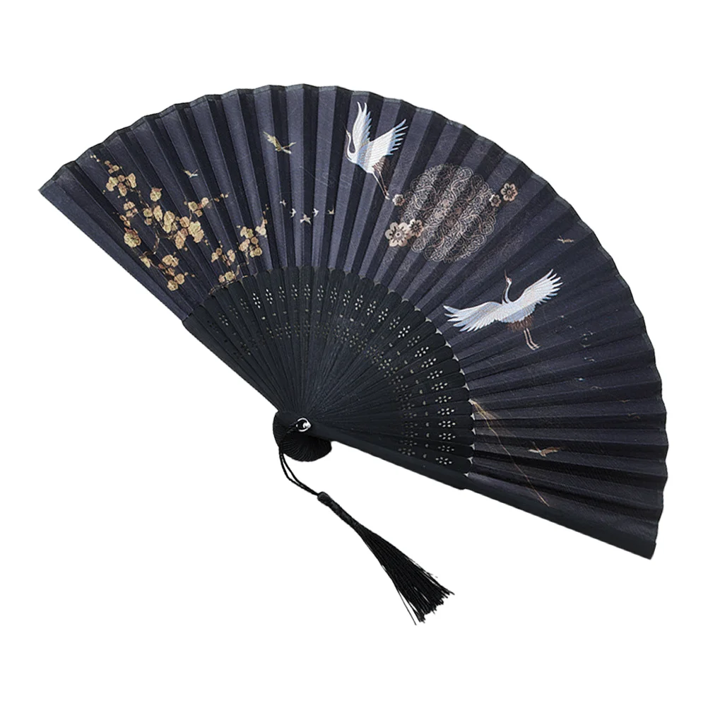 

Chinese Style Hand Fans Vintage Peacock Dance Party Prop Silk Cloth Foldable