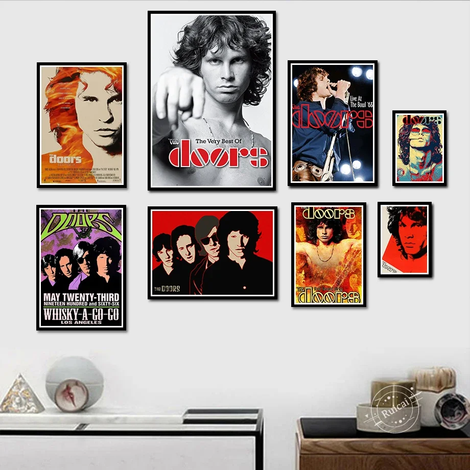 Póster de The Doors Jim Morrison, banda de Rock, música, guitarra, lienzo estético, pintura, póster, imagen artística de pared, decoración de habitación