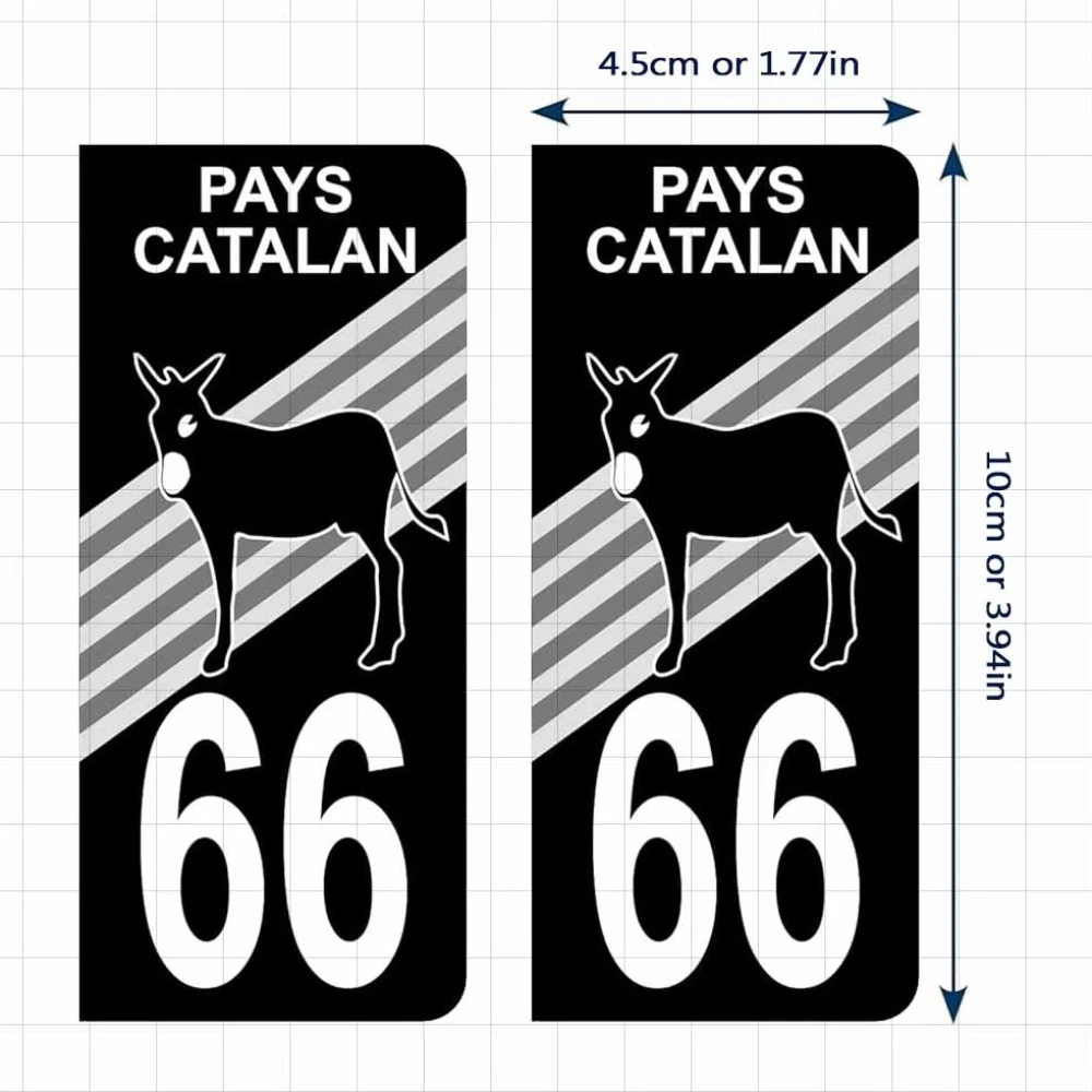 4 Pcs Set Catalonia 66 & French F Plate Sticker Set, Waterproof Vinyl Decals for Car Bumper and Truck