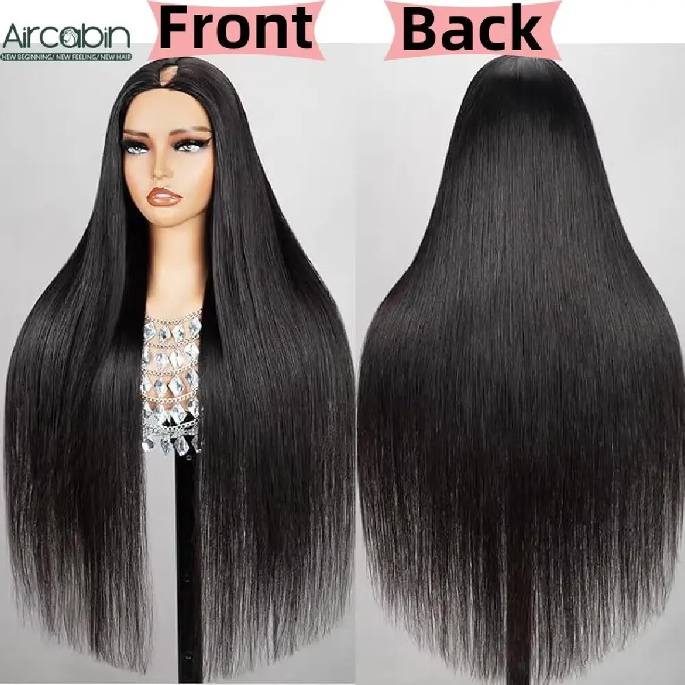 32 Inch U/V Part Wigs Human Hair Straight Brazilian Human Hair Wigs No Sew In NO Glue 250% Density Beginner Friendly
