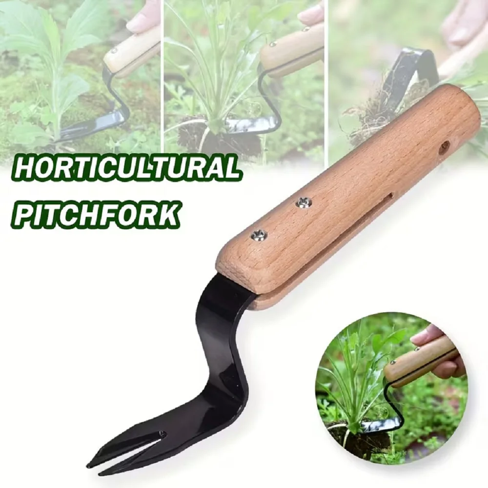 1PCS Effortless Hand Weeder Tool with Wood Handle Garden Weed Remover for Outdoor Lawns, Potted Plants,Patios, Gardening Tools