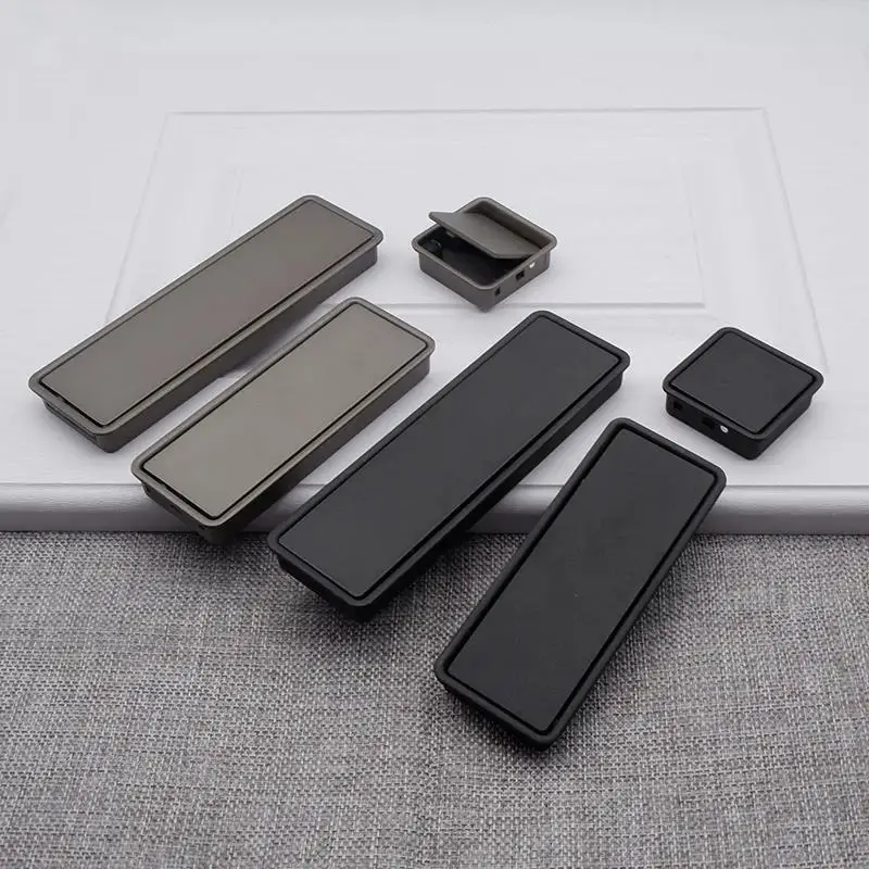 Black/grey /tatami Hidden Handles Zinc Alloy Door Embedded Pull Cabinet Handle Recessed Knobs Furniture Hardware