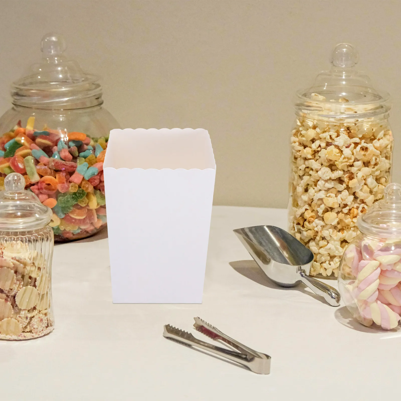 50Pcs Versatile Disposable Popcorn Boxes Black White Paper Snack Cups for Parties Fries Chicken Nuggets Charcuterie Popcorn