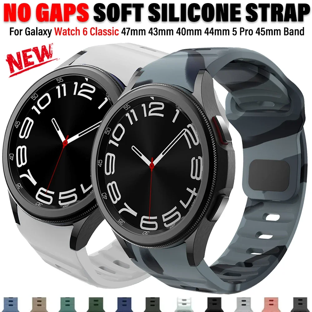 Silicone Strap for Samsung Galaxy Watch 6 Classic 47mm 43mm/4 classic 46mm 42mm Bracelet Galaxy Watch 5/5pro 45mm/4/6 40mm 44mm