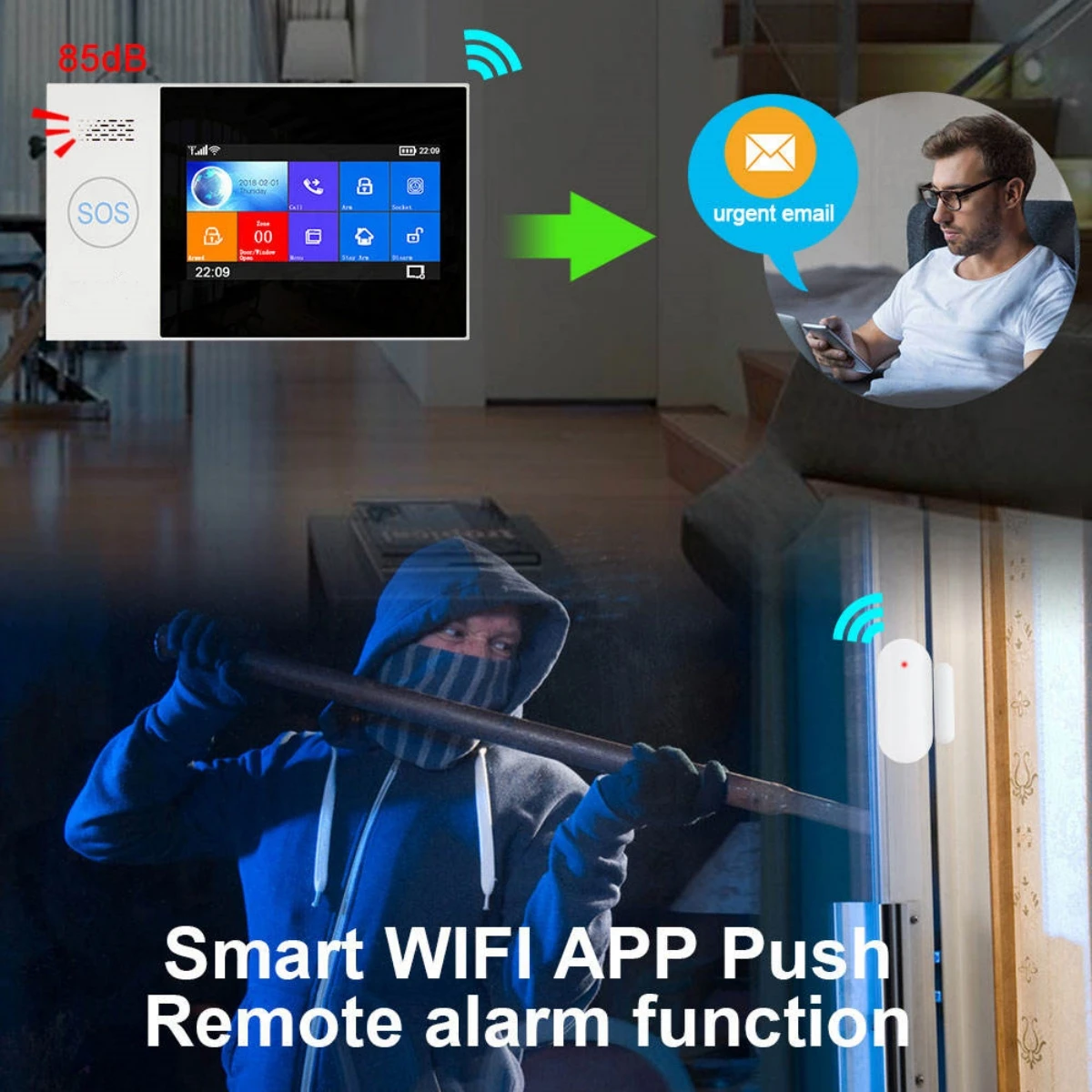 Tuya App Home Anti-theft WiFi GSM/4G Alarm Sensor Remote Control Multi-language 4.3 inch Touch Screen