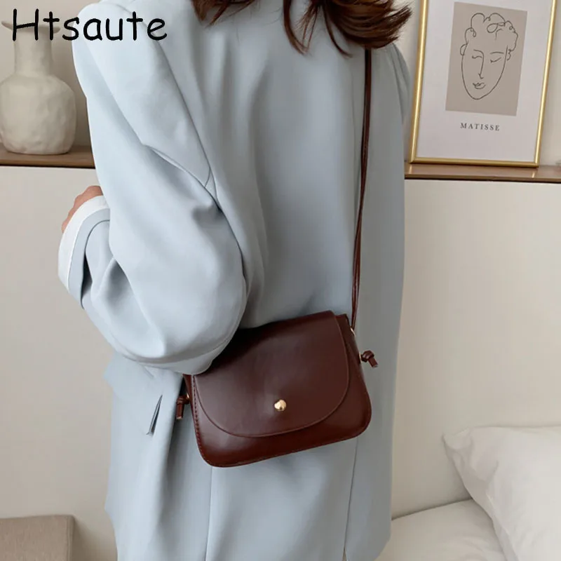 

Solid Color Crossbody Bags For Women Luxury Brands PU Leather Shoulder Bags Ladies Vintage Zipper Mini Handbag bolso mujer