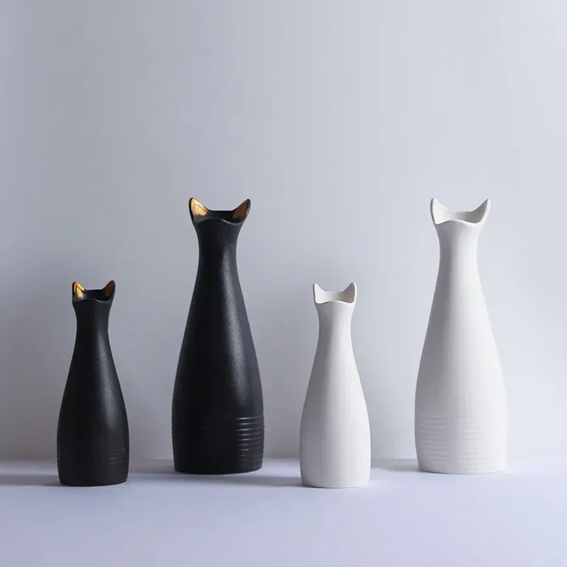 

Modern Minimalist Cat Ear Ceramic Vase Flower Arrangement Vase Living Room Dining Office Desk Decoration Home Decoration Center