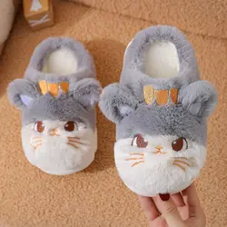 Feerldi-Zapatillas de dibujos animados de gato para niños, chanclas planas de alta calidad, pantuflas suaves de Interior de gatito pequeño encantador