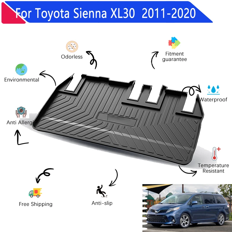 

Car Trunk Mats for Toyota Sienna XL30 Accessories 2011~2020 3D TPE Material Easy Clean Car Rear Cargo Tray Trunk Mat Accessories