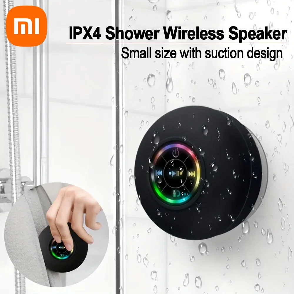 Xiaomi Mijia Bluetooth Mini Portable Speaker Wireless IPX4 Waterproof Speaker with FM Radio and Multicolor LED Light Suction Cup