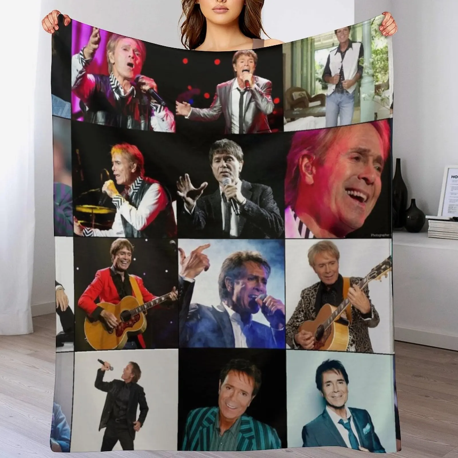

Cliff Richard Photo Collage Throw Blanket Soft Solid Color Blanket for Couch Bed