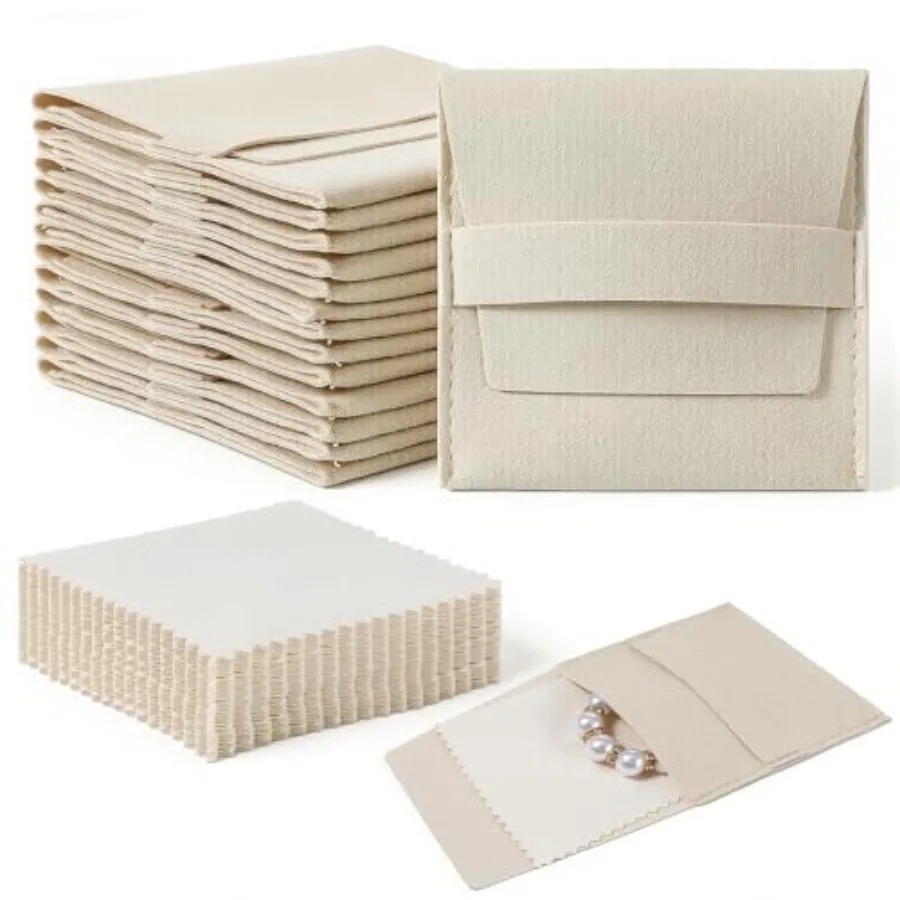 

SHENLIU 120 шт. Мешочки из микрофибры для украшений 8x8 см, роскошные маленькие подарочные пакеты с фиксированным ремешком для браслетов