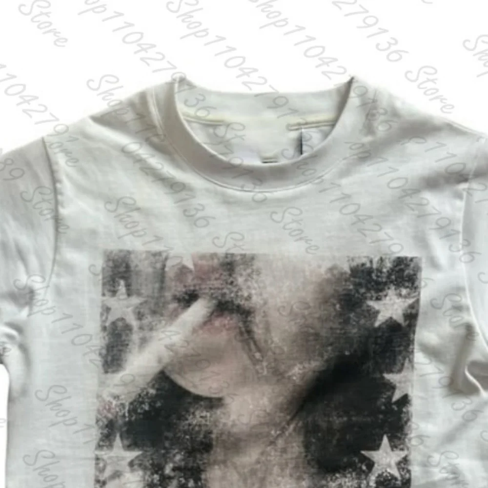 roupas feminina Print Fairy Grunge Summer E-girl Crop Top Slim Streetwear Harajuku Goth Short Sleeve T-shirts Y2k Top cutecore
