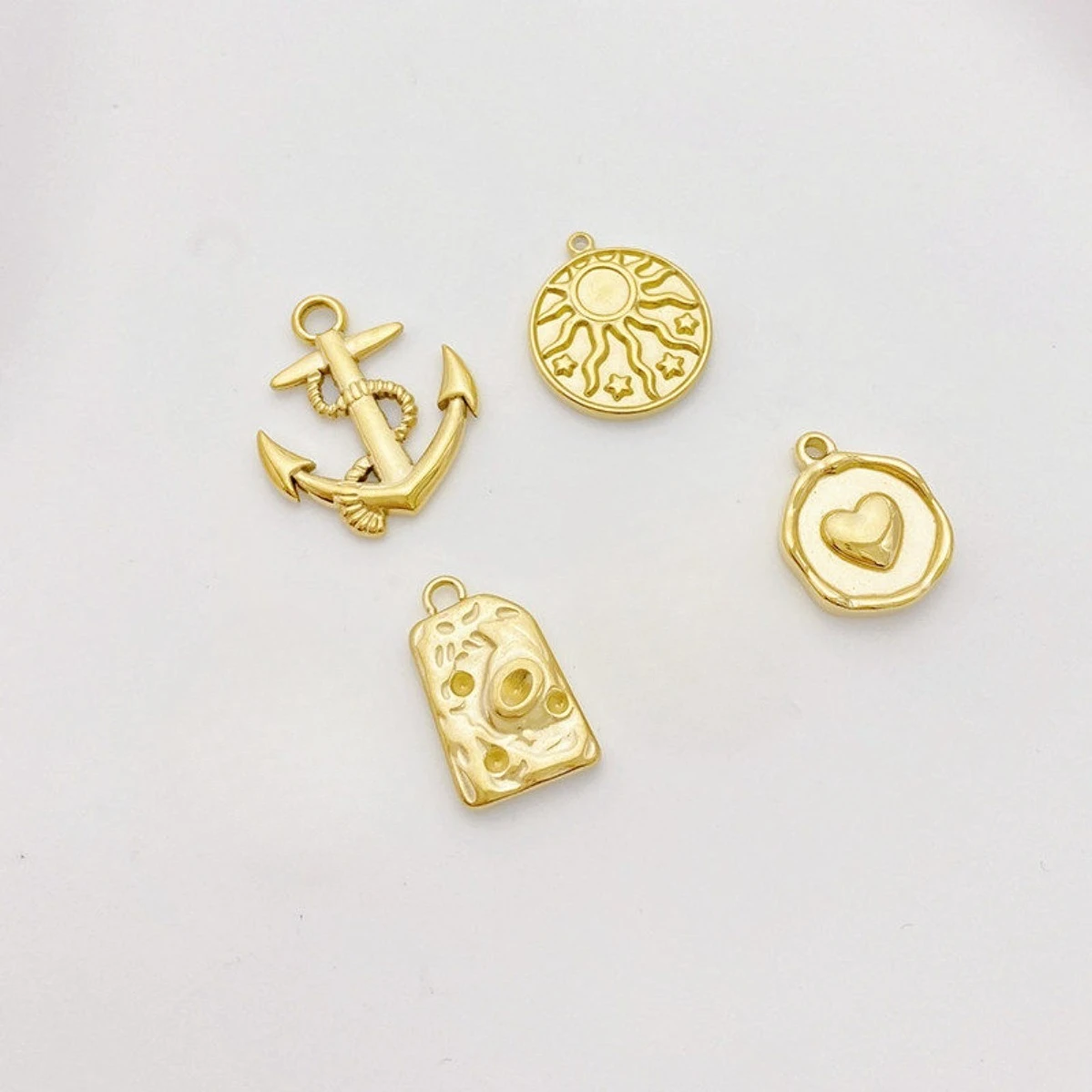 Titanium Steel Vacuum Plated 14K Gold Plated Peach Heart Sun Star Charm Pendant DIY Findings for Bracelet Necklace Jewelry Makin