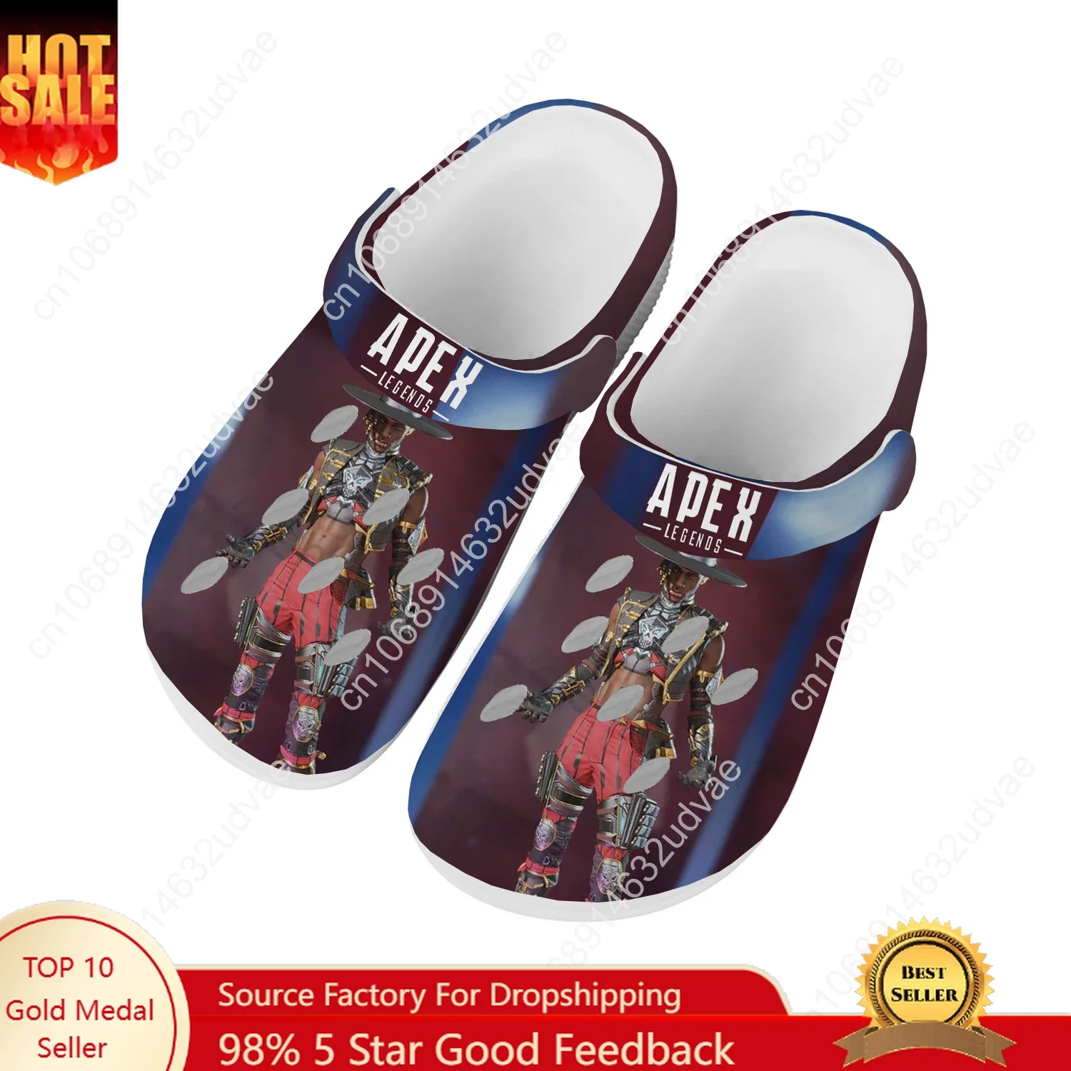 

A-Apex Legends Water Shoes Mens Womens Comfortable Fashion Home Garden Clogs Customizd Sandals Beach Breathable Hole Slippers