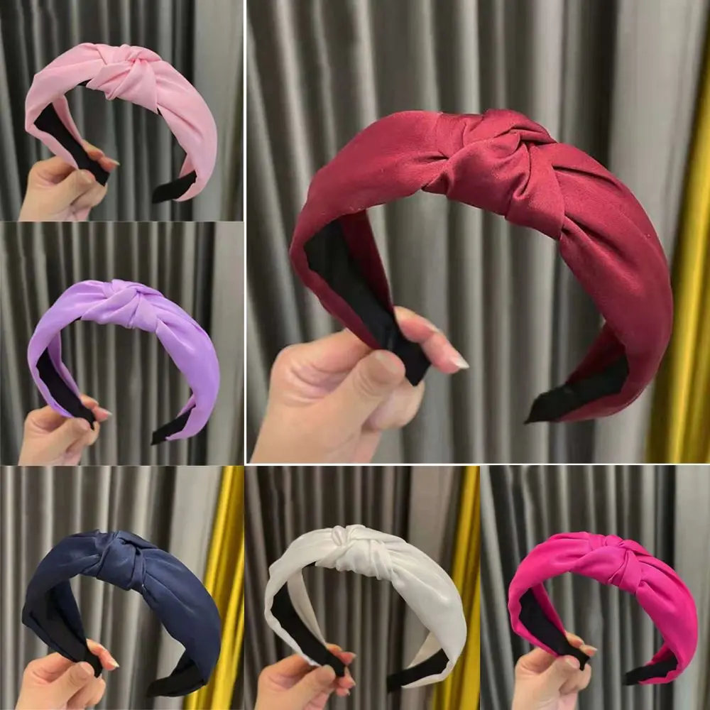 Headwear Makeup Fabric Headband Solid Color Satin Head Band Hair Bands Cross Knot Hair Hoop Hair Accessories