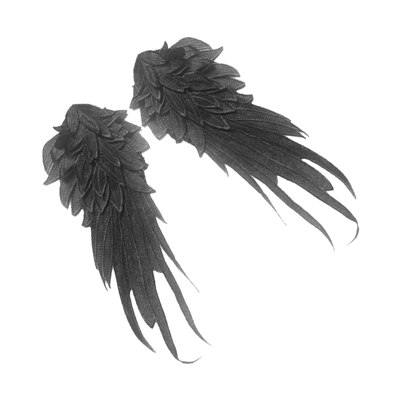 

1Pair Angel Wing Patch Embroidered Black Polyester Yarn Sew- for Cosplay Party Stage Performance Costume
