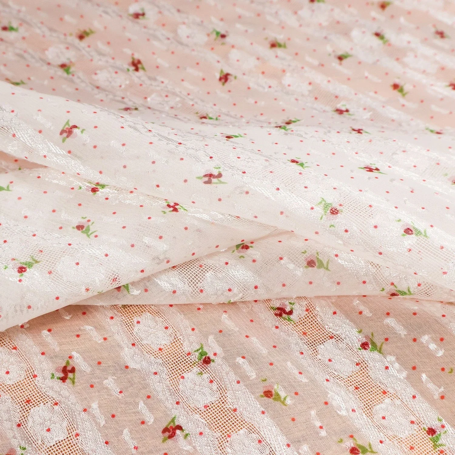 

Apricot Rose Dot Lace Jacquard Organza Chiffon Fabric Floral Sheer Material for Hanfu Qipao Dress DIY Handmade Clothing