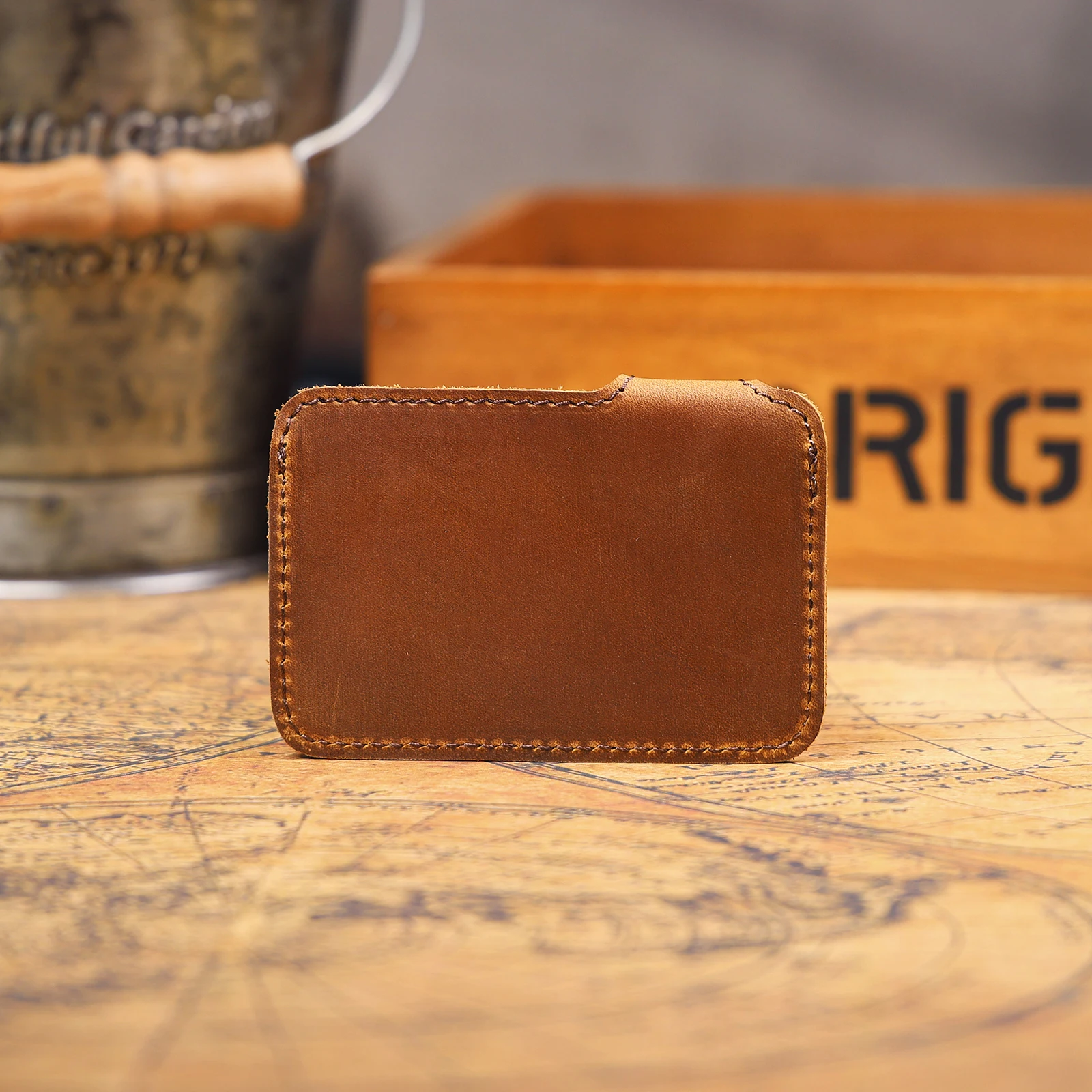 S.WORKER Vintage-Kartenetui aus Vollnarbenleder, Mini-Geldbörse, Retro-Taschenbrieftasche, kleine Tasche für den Alltag – Detail 15