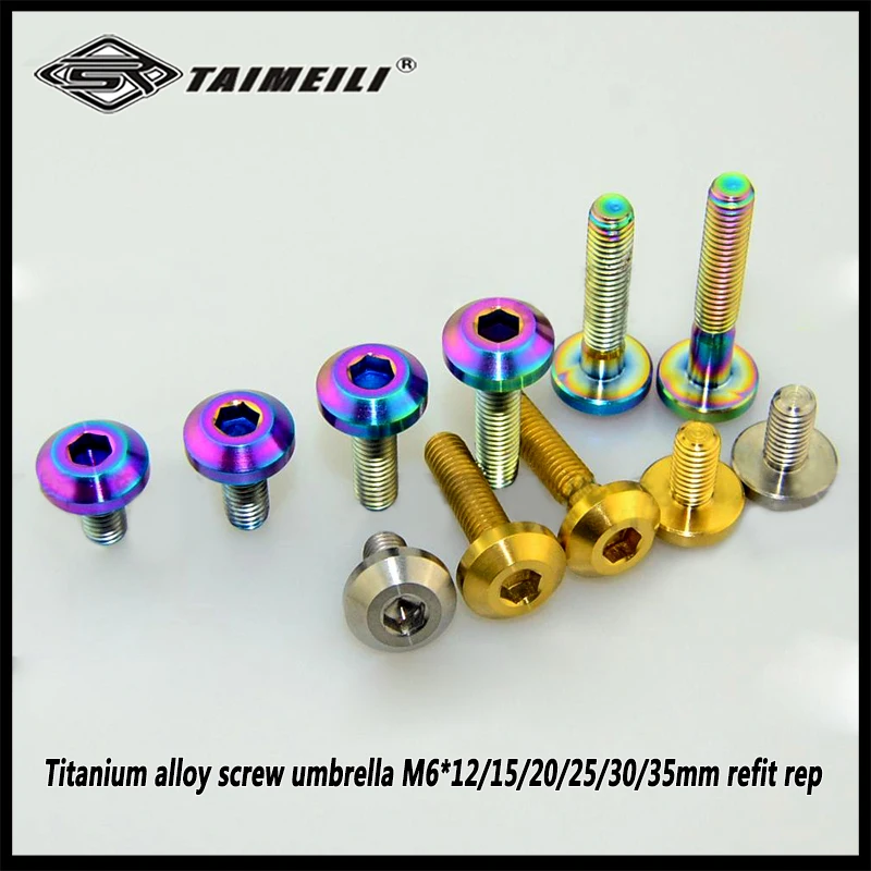 1Pcs ไทเทเนียมสกรูร่ม M6 * 12/15/20/25/30/35 Refit Rep