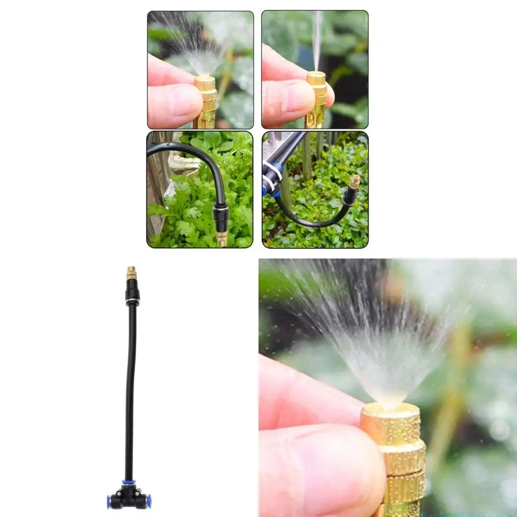 581C Brass Misting Nozzles Three-way Connector Adjustable Atomizing Nozzle Cooling
