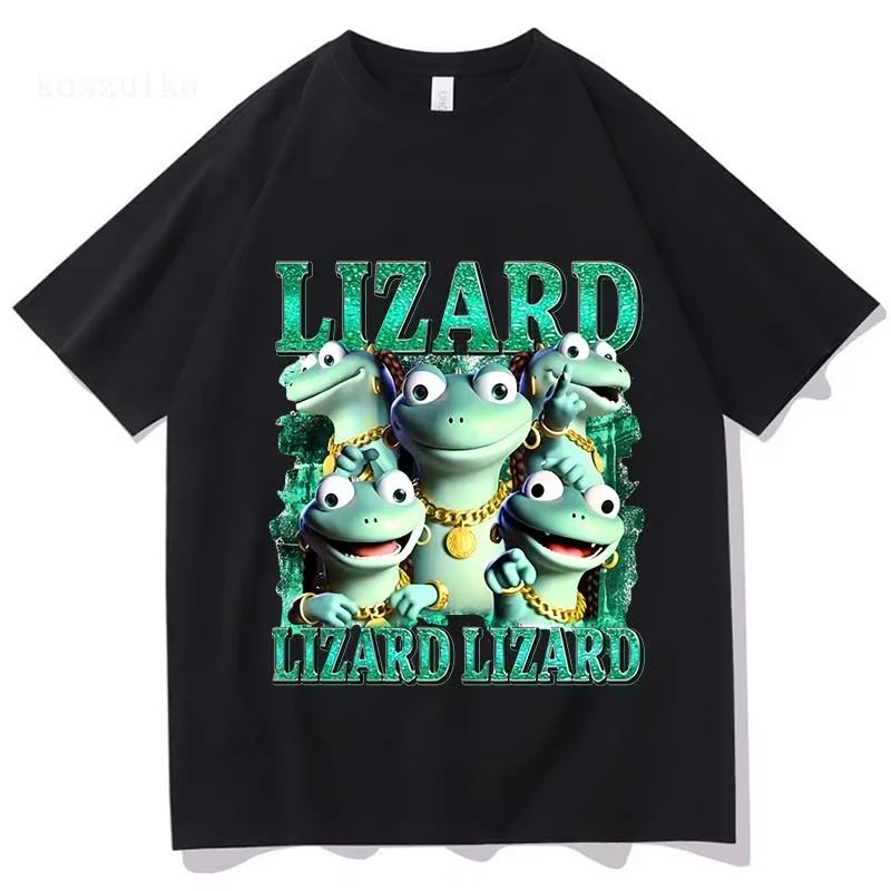 Lustige Eidechse Meme Grafik T-shirt Frauen Tees Casual Kurzarm Baumwolle T-shirts Unisex Streetwear Cartoon Druck T Shirt Männlich