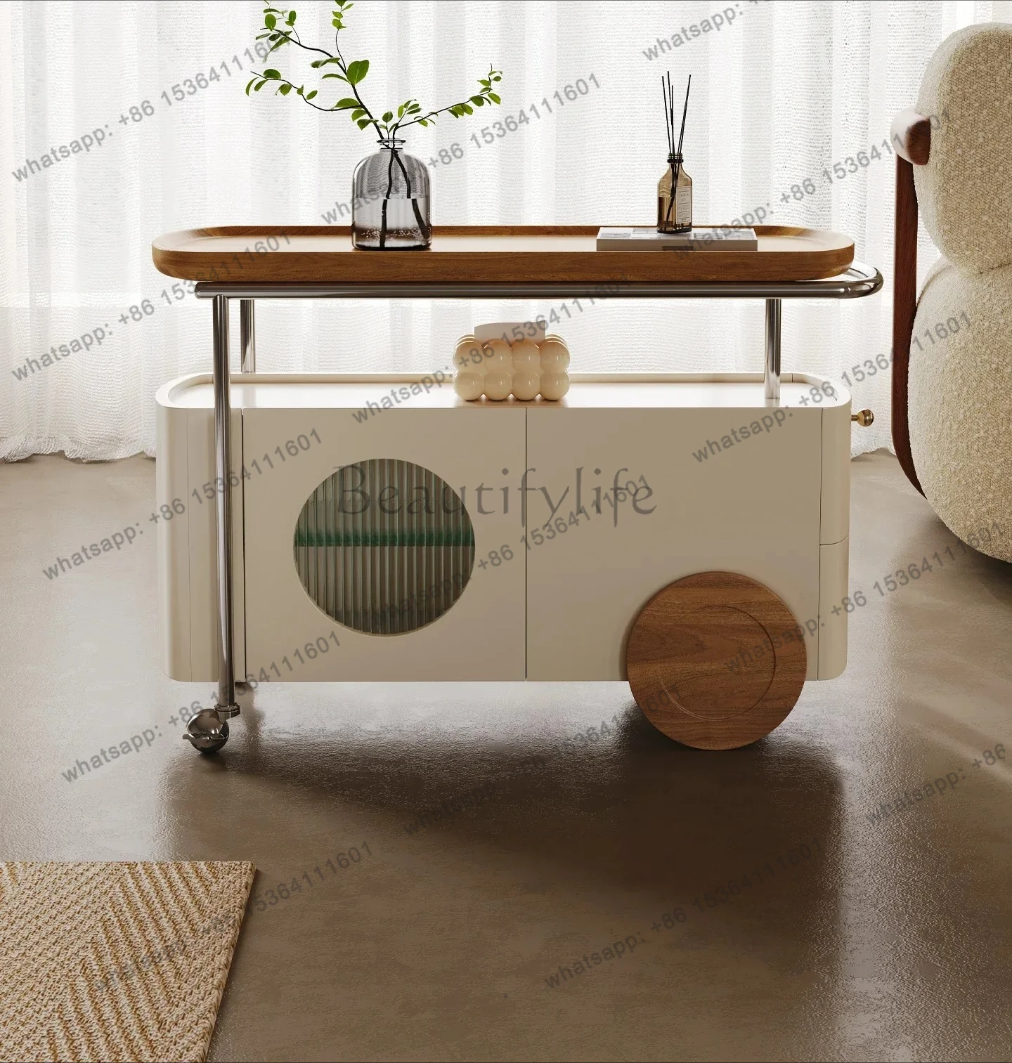 LX movable small tea cart, a few cream wind hand-pushed balconies on the side of the sofa study personalizedSSS