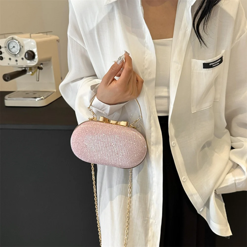 Luxury High Brand Design Women Evening Bag Party Banquet Glitter Bag For Ladies Wedding Clutch Handbag Shoulder Bag Chain Bolsas