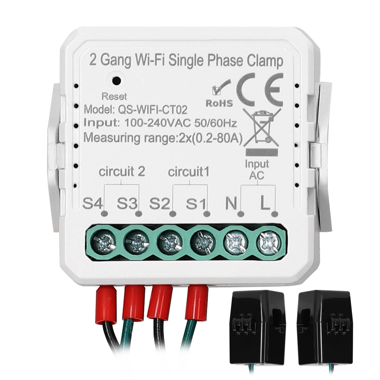 Tuya Wifi Medidor de Energia Inteligente pv Solar Bidirecional Monitoramento de Energia Bidirecional Controle App Gang 80a Monofásico