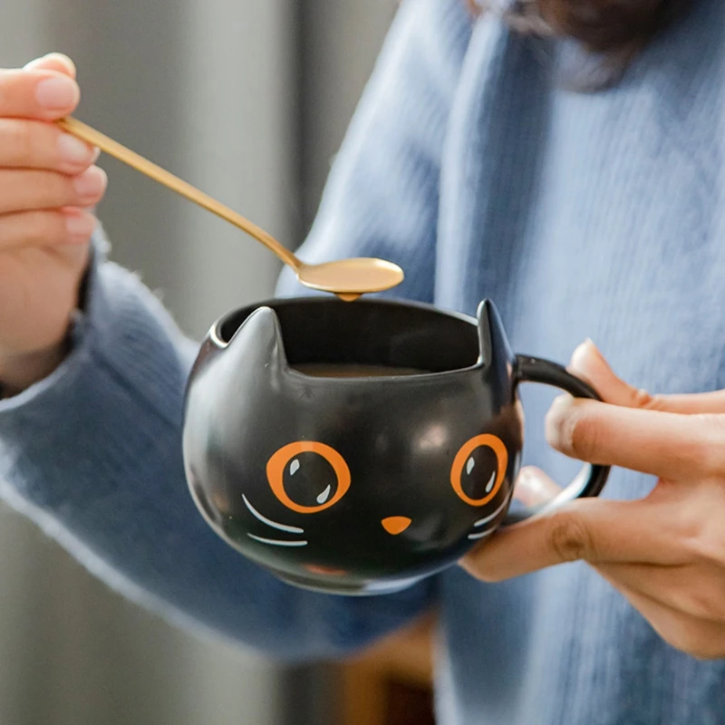 Suitable for Ceramic Black for Cat Coffee Mug Tea Cup Halloween Gifts for Cat Lovers Cou