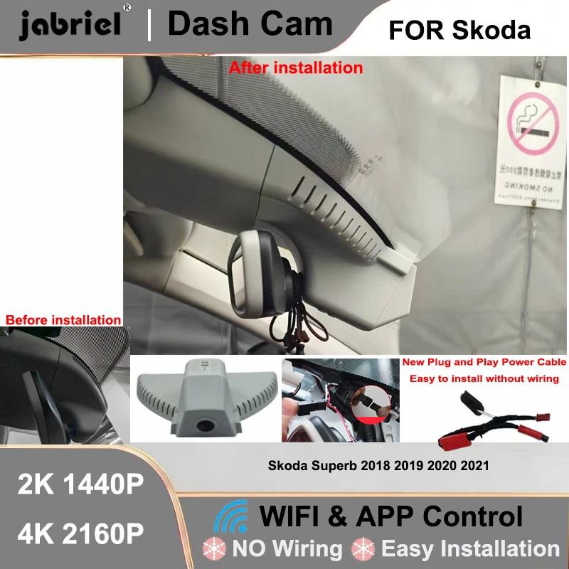

Dash Cam Front Rear Camera DVR 2K 4K Wifi Plug and Play Video Recorder for Skoda Superb 2018 2019 2020 2021 DashCam Car DVR