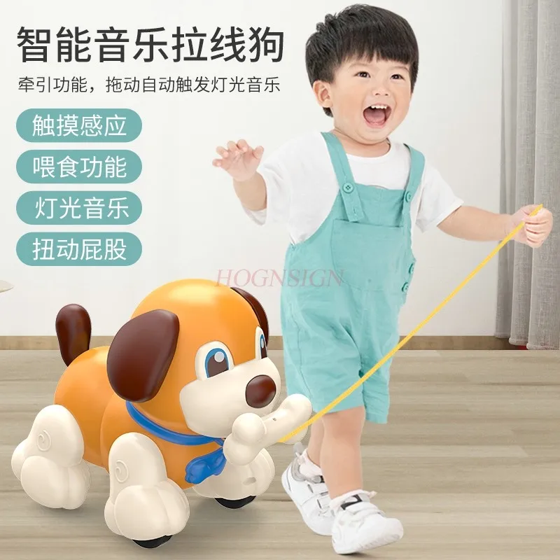 Electric simulation cable dog early education gift for children toy dog can walk and bark