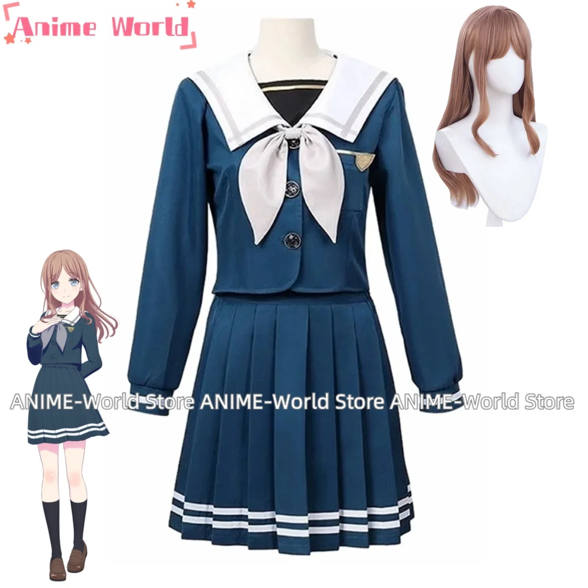 《Custom Size》Unisex Anime Cos Soyo Nagasaki Cosplay Costumes Sets Suit Student Uniform Dress Custom Size Wig