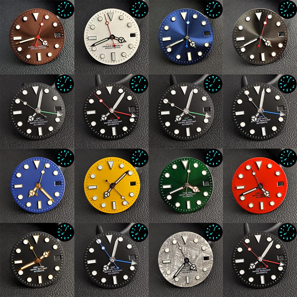 28.5 مللي متر NH35 الطلب يناسب NH35/NH36 ساعة يد تعمل بالحركة اكسسوارات NH35 الأيدي تقويم واحد الهاتفي مضيئة GMT الأيدي الساعات للرجال