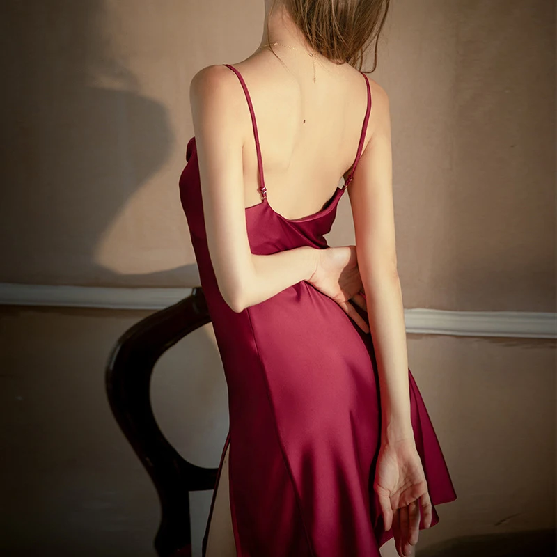 Sexy Backless Silk Nightdress