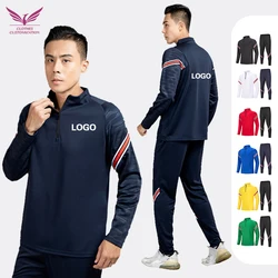 Custom Men soft Jacket sports set suit shirt DIY logo football Training Clothes kids Sportswear Tops and trouser customazition