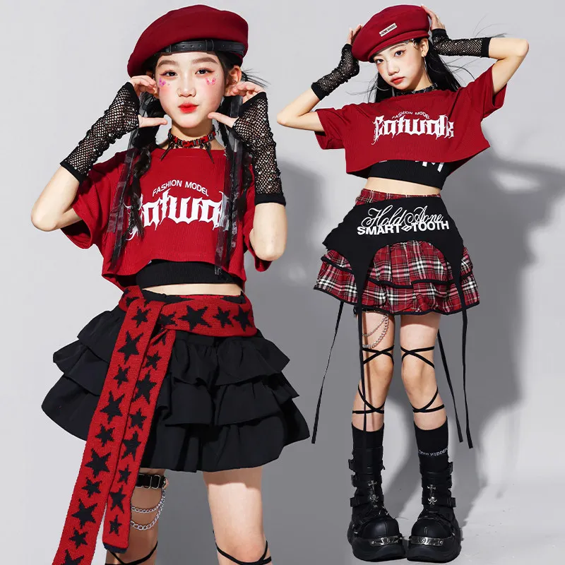 Mädchen K-Pop Mode Crop-Top Blumenrock Kinder Hip-Hop Streetdance Kostüm Kinder Streetwear Mädchen Gruppe Jazz Sommer Kleidungsset