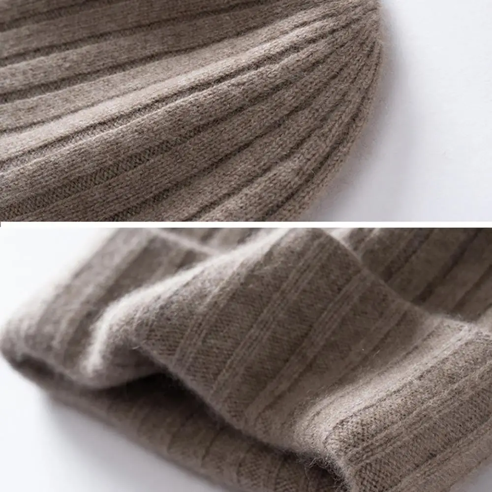 سميكة الكشمير الخالص للجنسين قبعات صغيرة للرجال النساء محبوك رشاقته الشتاء قبعة في الهواء الطلق قبعة تزلج سلس محبوك قبعة الجمجمة #4