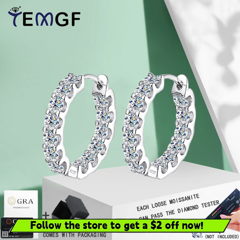 

TEMGF Full 3mm Moissanite Earrings GRA Certified S925 Sterling Silver 18K Plated Ear Studs for Women Fashion Party Fine Jewelry
