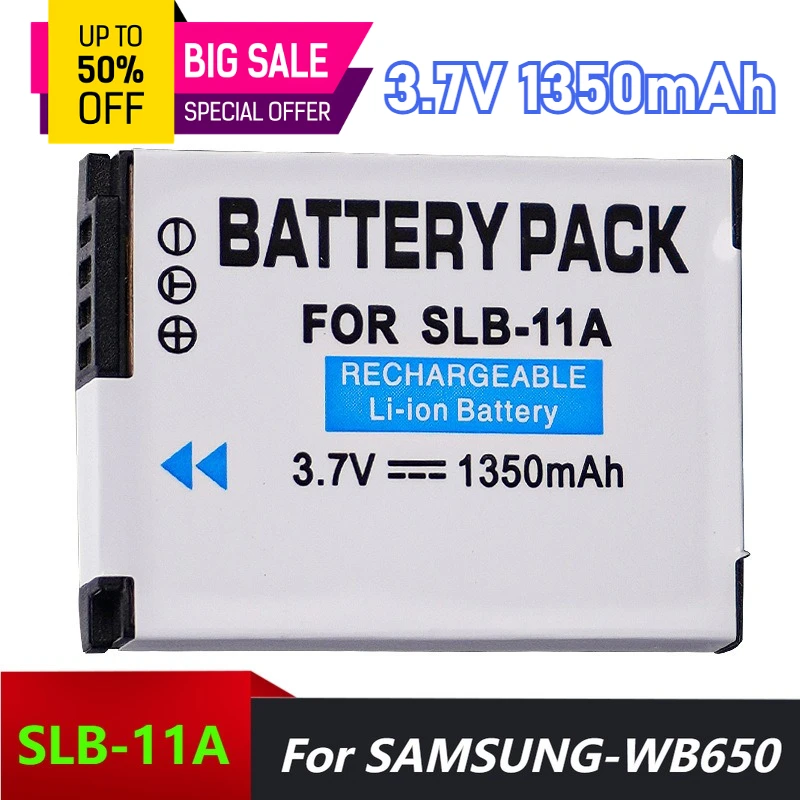 

2PCS 3.7V 1350mAh Camera Batteries for Samsung SAMSUNG-WB650 ST5000 ST1000 EX1 WB100 SLB-11A Battery
