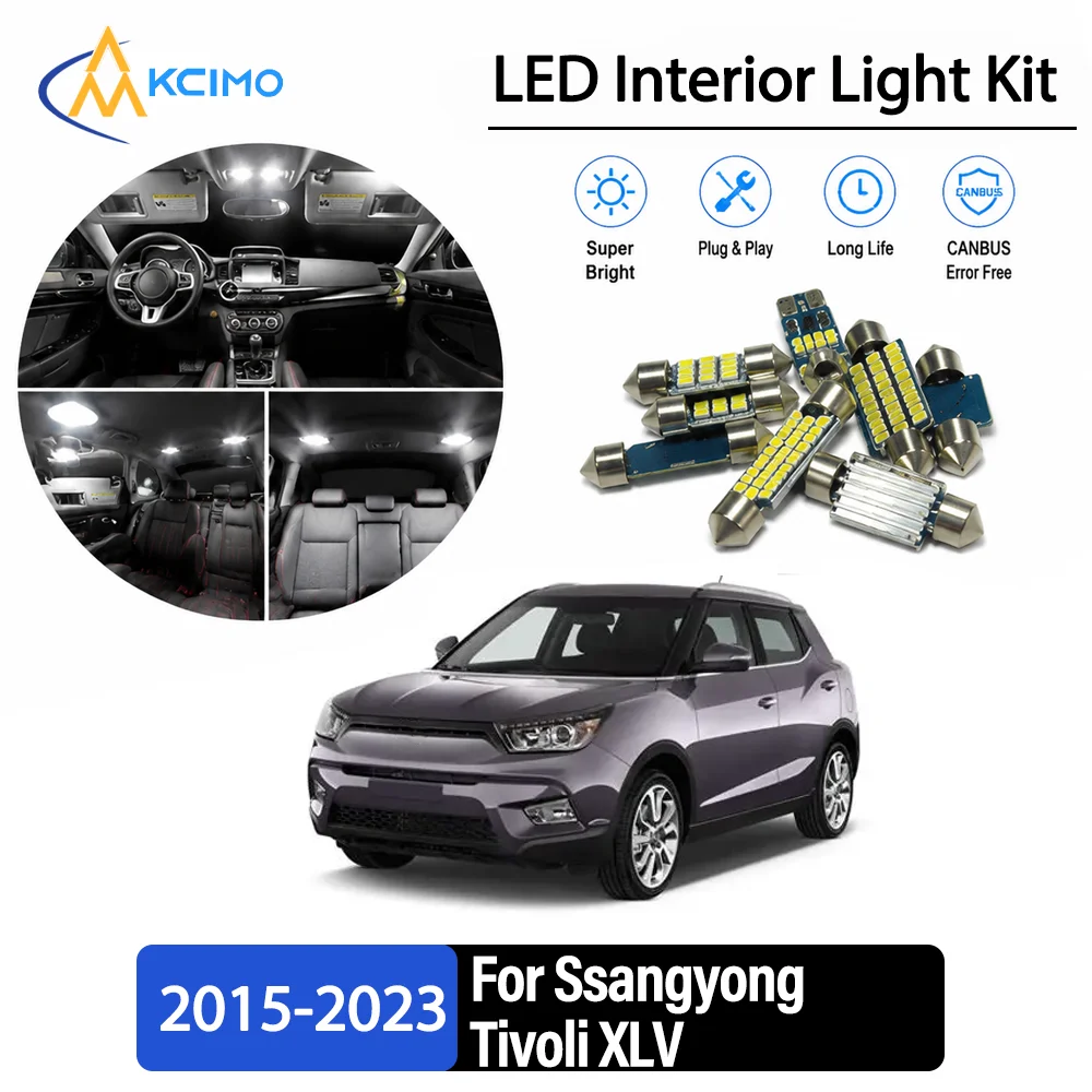 For Ssangyong Tivoli XLV 2015-2023 2016 Premium No-Wire Continuous Glow Auto Interior LED Bulb Remodel Set Cabin Refit Lamps