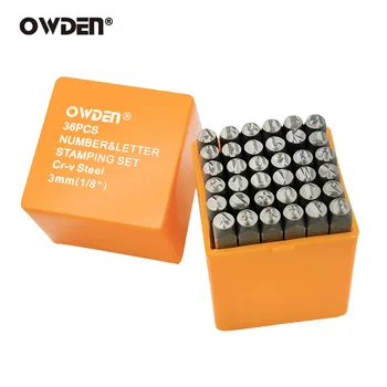 OWDEN 36pcs 3mm Steel Metal Stamp Set Number &amp; Letter Punch Tools Hand Jewelry Stamping Tool Letter Puncher Set