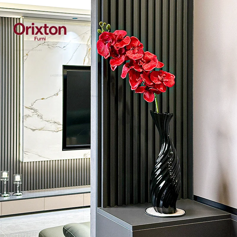High-end long, slender ceramic vases, dried flower arrangers, white TV wall grilles, entrance cabinet decorative items