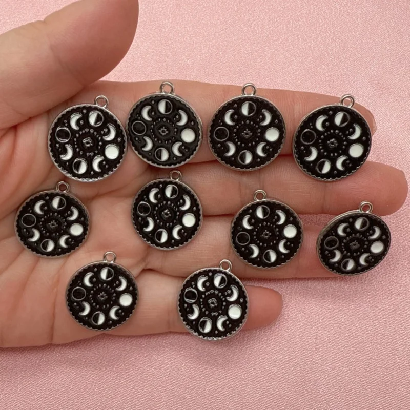 15pcs alloy oil dripping lunar eclipse phenomenon change pendant, DIY jewelry making earrings, keychains, jewelry accessories