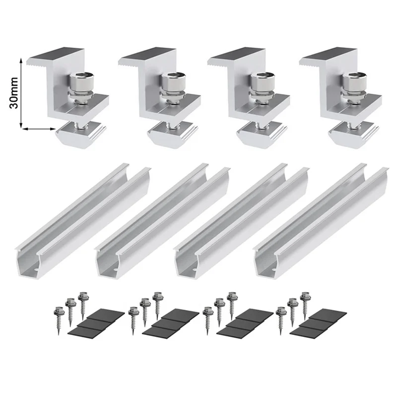 

【Ценная цена!】12X Кронштейн для крепления солнечной панели Рельс фотоэлектрической панели Модуль крепления для крепления солнечной панели со средним диаметром 30 мм