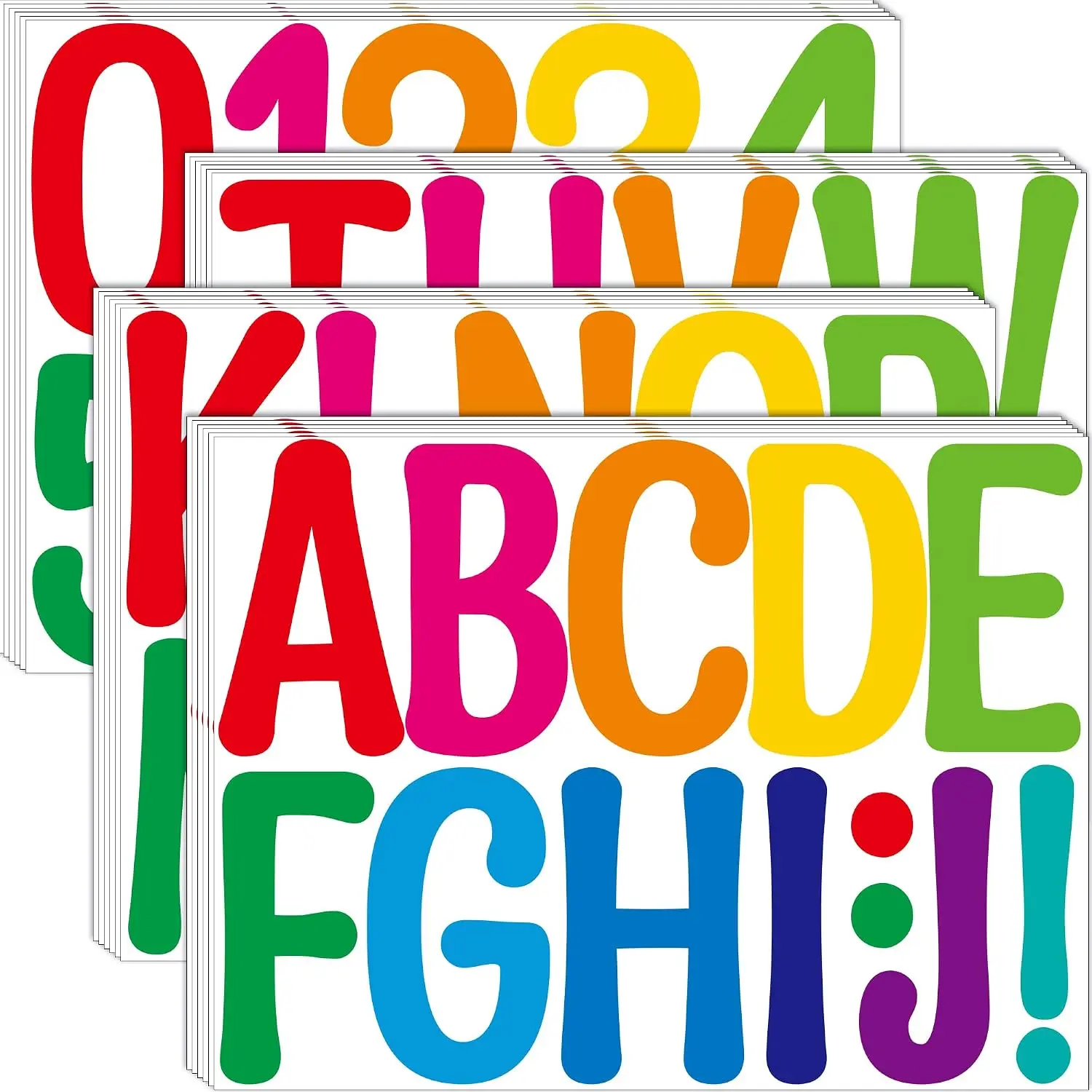 24 Sheets 4 Inch Large Alphabet Stickers,306PCS Vibrant Self‑Adhesive Vinyl Letter Stickers for Poster,Bulletin Board,Window