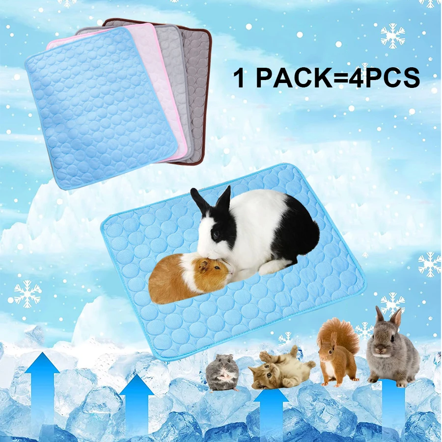 

4PCS Self Cooling Mat Pet Washable Cooling Pads Blanket Sleeping Kennel Mat,Ice Silk Sleep Mat Pad for Small Animals